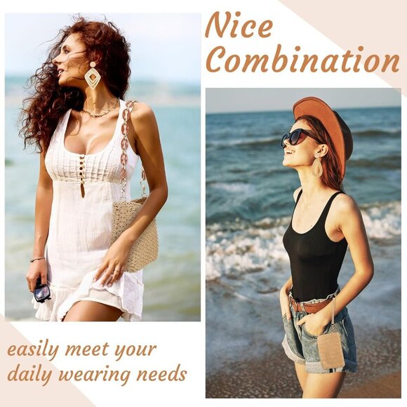 Straw Clutch Purse for Women Rattan Earrings Set Summer Beach Straw Bag Boho Han - Picture 3 of 6